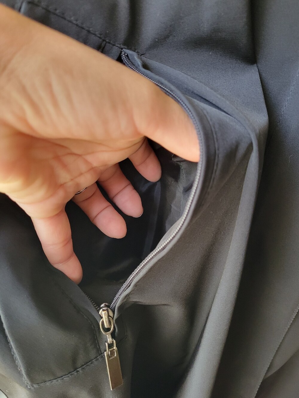 Black Gallery all-weather Coat XL Removable Hood Hidden button front Zip closure - Picture 10 of 16